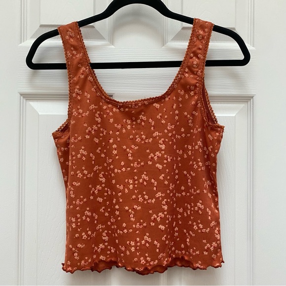 🧋SOLD🧋Burnt Orange Floral Tank Top - Picture 3 of 3